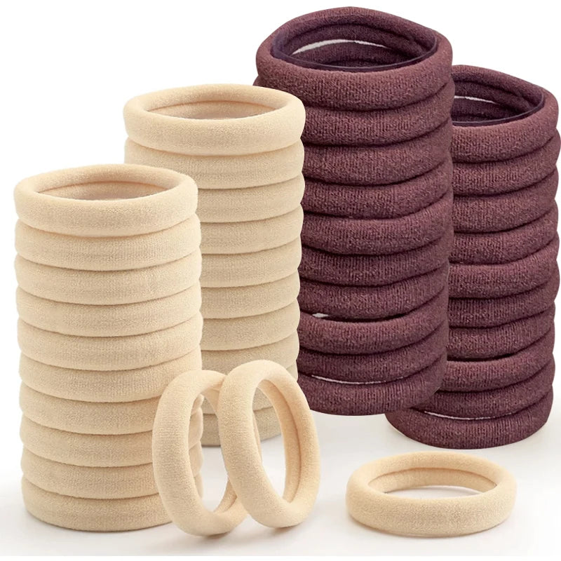 50PCS/Set PDV Cotton Elastic Hair Ties