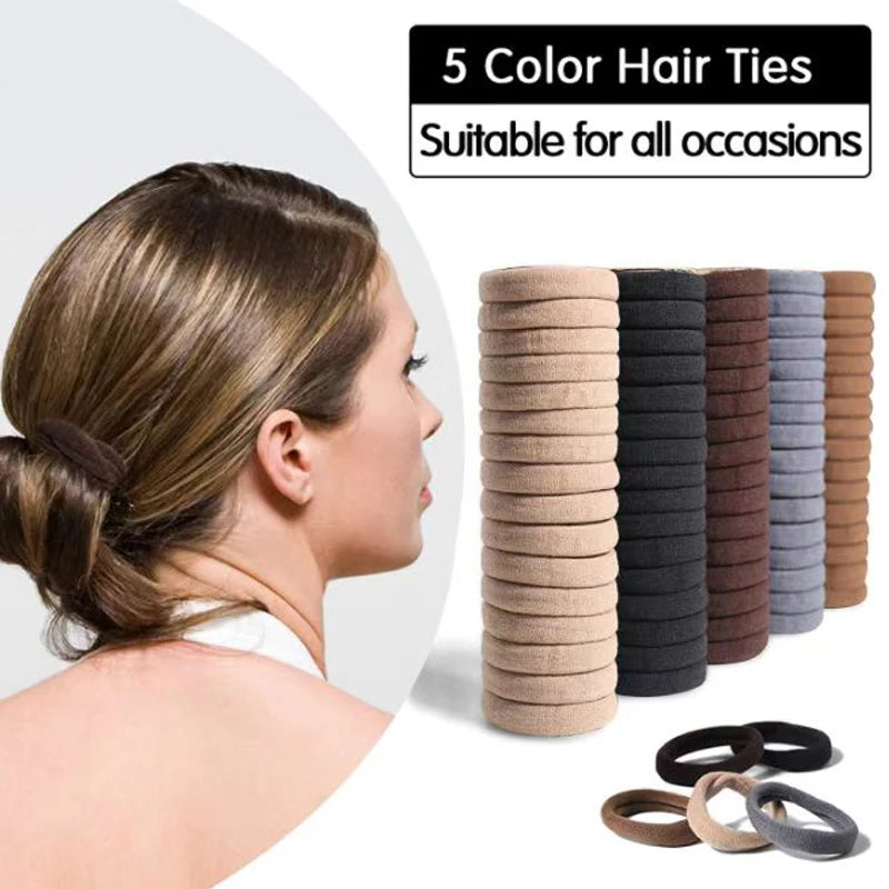 50PCS/Set PDV Cotton Elastic Hair Ties