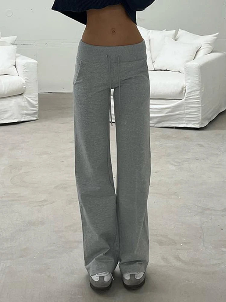 Gray PDV Drawstring Waist Basic Joggers