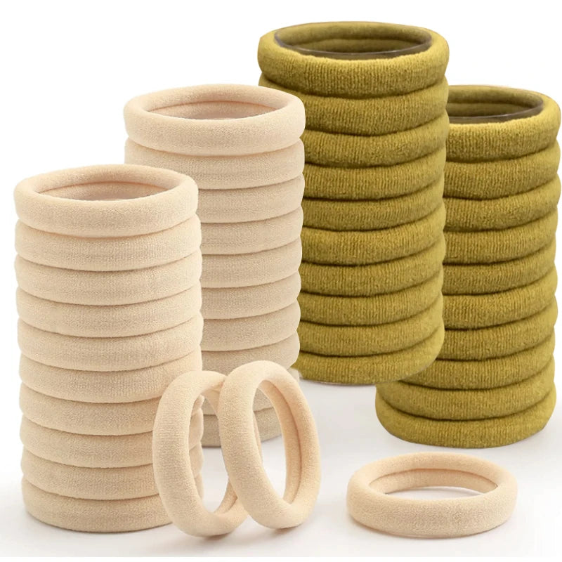50PCS/Set PDV Cotton Elastic Hair Ties