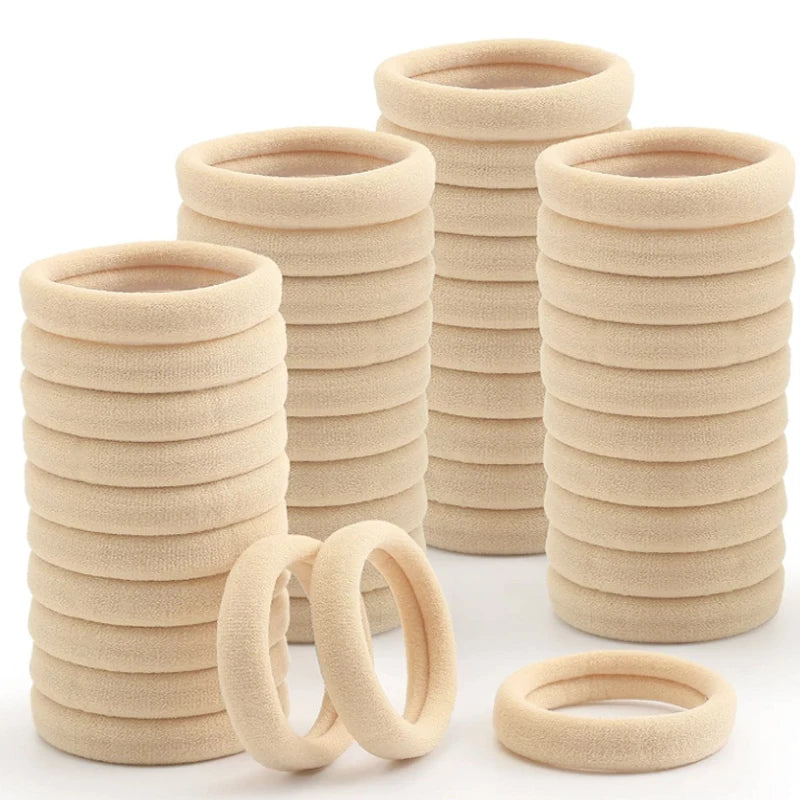 50PCS/Set PDV Cotton Elastic Hair Ties