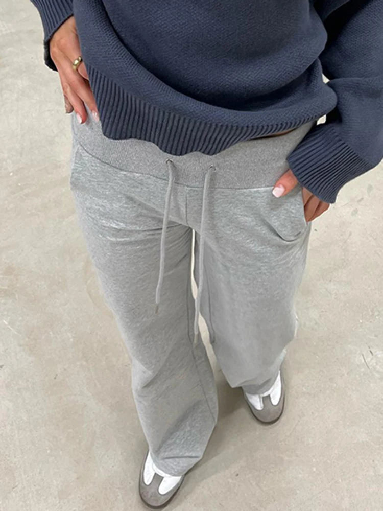 Gray PDV Drawstring Waist Basic Joggers
