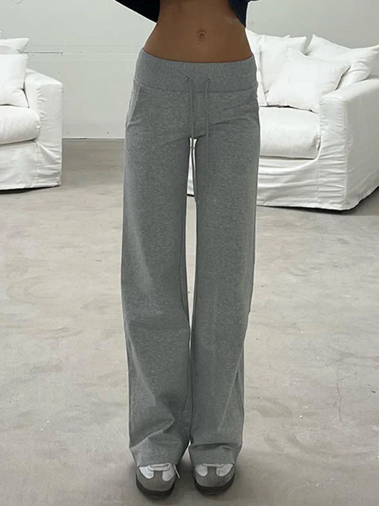 Gray PDV Drawstring Waist  Basic Joggers