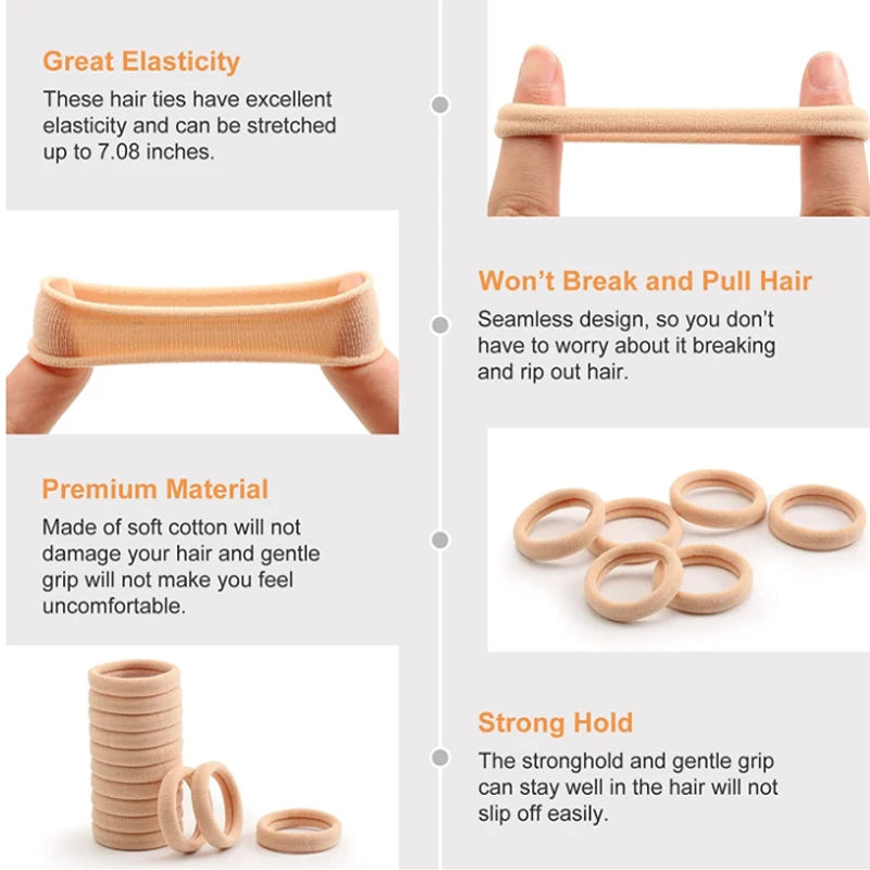 50PCS/Set PDV Cotton Elastic Hair Ties